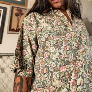 Vintage Tango Size L Floral Print Button Down Top